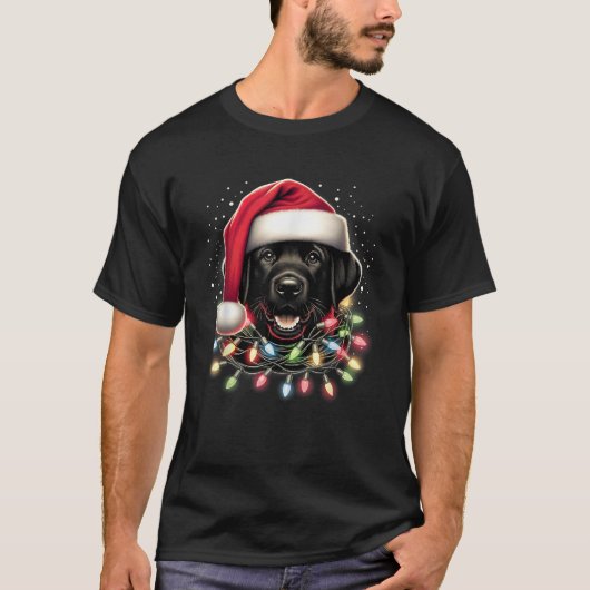 Black Lab Labrador Weihnachtsbaum Light Pajama Dog T-Shirt (Vorderseite)