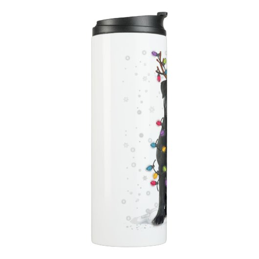 Black Lab Labrador Weihnachtsbaum Light Pajama Dog Thermosbecher (Nach links gedreht)