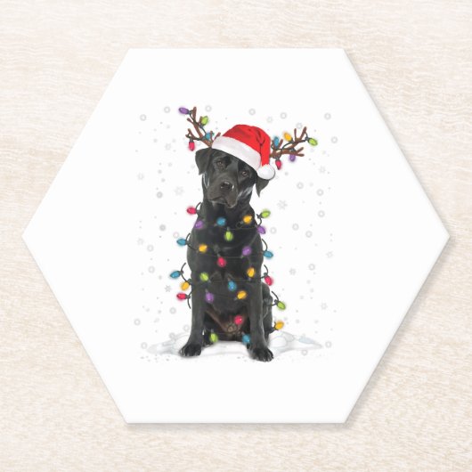 Black Lab Labrador Weihnachtsbaum Light Pajama Dog Untersetzer (Vorderseite)