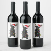 Black Lab Labrador Weihnachtsbaum Light Pajama Dog Weinetikett (Flaschen)
