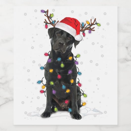 Black Lab Labrador Weihnachtsbaum Light Pajama Dog Weinetikett (Einzelnes Label)