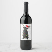 Black Lab Labrador Weihnachtsbaum Light Pajama Dog Weinetikett (Vorderseite)