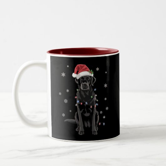 Black Lab Labrador Weihnachtsbaum Light Pajama Dog Zweifarbige Tasse (Links)