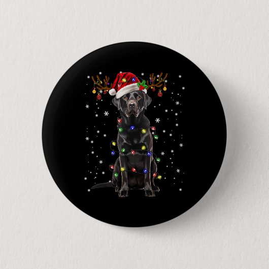 Black Lab Labrador Weihnachtsbaum Reindeer Pajama Button (Vorderseite)