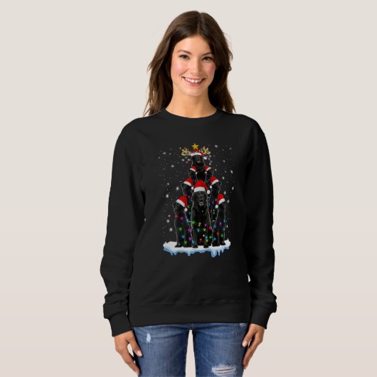 Black Lab Labrador Weihnachtsbaum Weihnachten Sweatshirt (Vorne ganz)