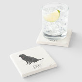 Black Lab Marble Drink Coasters - Custom Dog Name Steinuntersetzer (Seitenansicht)