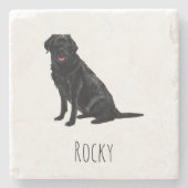 Black Lab Marble Drink Coasters - Custom Dog Name Steinuntersetzer (Vorderseite)