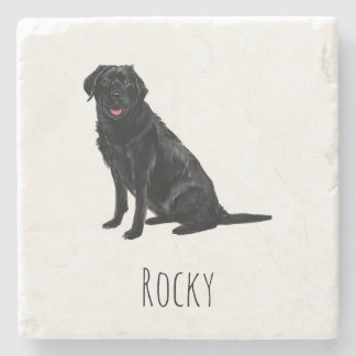 Black Lab Marble Drink Coasters - Custom Dog Name Steinuntersetzer