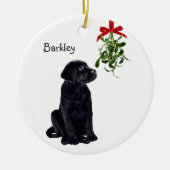 Black Lab Mistletoe Haustier Weihnachten Keramikornament (Vorne)