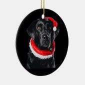 Black Lab Niedliche Weihnachtsmannmütze Bilder Wei Keramik Ornament (Rechts)