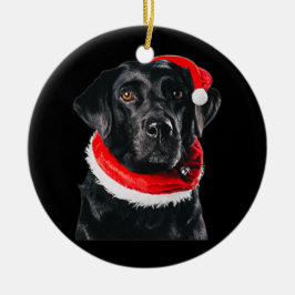 Black Lab Niedliche Weihnachtsmannmütze Bilder Wei Keramik Ornament