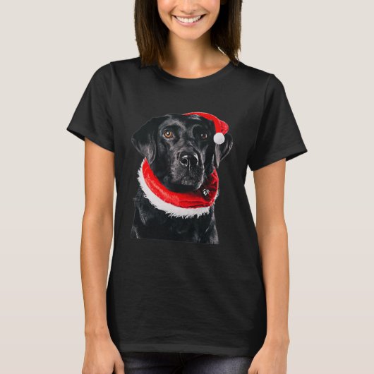 Black Lab Niedliche Weihnachtsmannmütze Bilder Wei T-Shirt (Vorderseite)