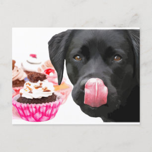 Black Lab Party - Dog Birthday - Cupcake Labrador Postkarte