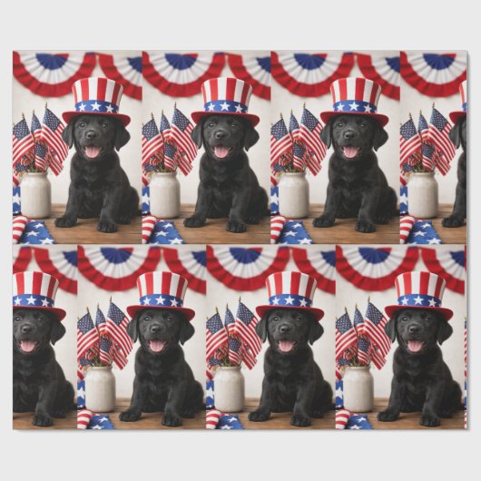 Black Lab Patriotic Uncle Sam Hat gift Geschenkpapier (Flach)