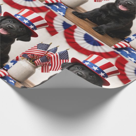 Black Lab Patriotic Uncle Sam Hat gift  Geschenkpapier (Ecke)