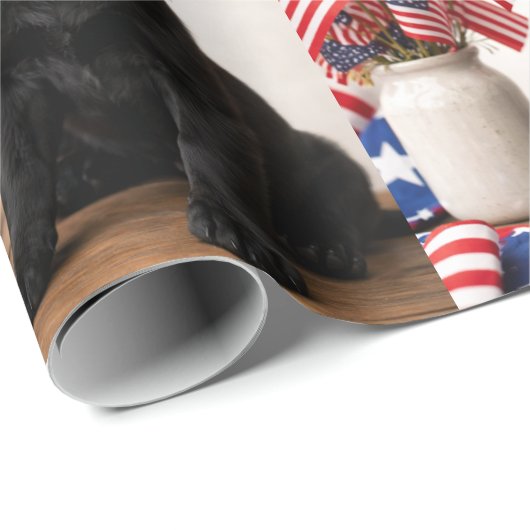 Black Lab Patriotic Uncle Sam Hat gift  Geschenkpapier (Rolleneckpunkt)