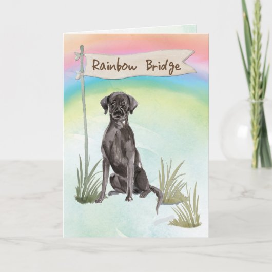 Black Lab Pet Sympathy Over Rainbow Bridge Karte (Vorderseite)