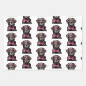 Black Lab Pink Brillen & Bowtie Geschenkblätter Geschenkpapier Set (Vorderseite 2)