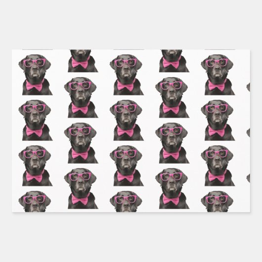 Black Lab Pink Brillen & Bowtie Geschenkblätter Geschenkpapier Set (Vorderseite 2)