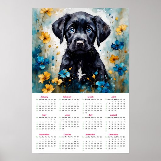 Black Lab Puppy 2025-Kalender Poster (Vorne)