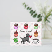 Black Lab Puppy Heart Cartoon Postkarte (Stehend Vorderseite)