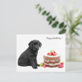Black Lab Puppy - Hund Happy Birthday - Labrador Postkarte (Stehend Vorderseite)