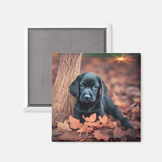Black Lab Puppy Magnet (Vorderseite/Rückseite)