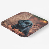 Black Lab Puppy Pappteller (Gewinkelt)