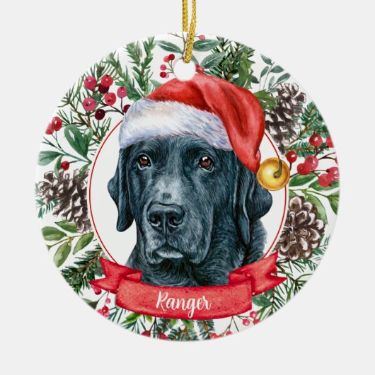 Black Lab Retriever Custom Dog Weihnachtsschmuck (Vorne)