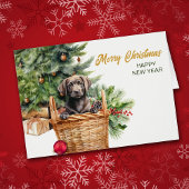 Black Lab Retriever Wicker Korbweide Weihnachtskar