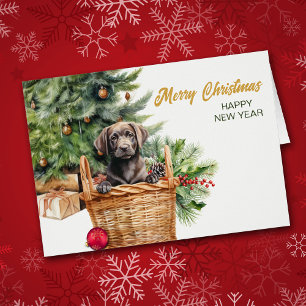 Black Lab Retriever Wicker Korbweide Weihnachtskar