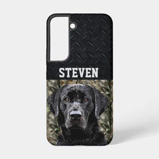Black Lab Rugged Camouflage Name Cool Hunde Tier H Samsung Galaxy Hülle (Rückseite)