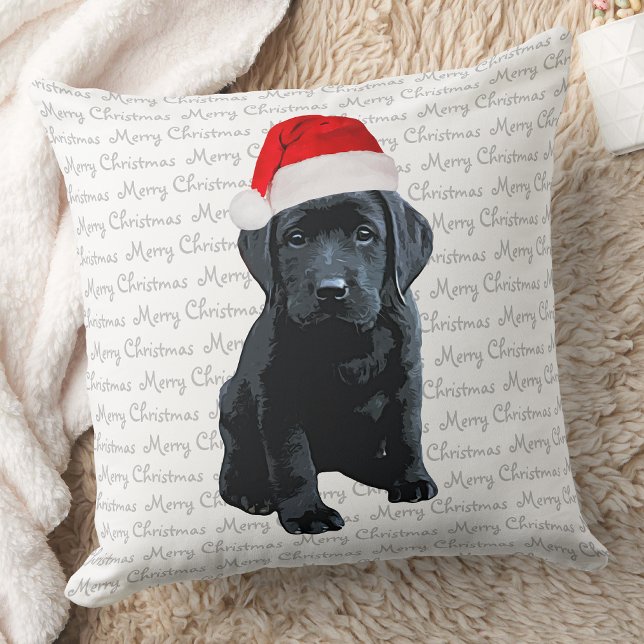 Black Lab Santa Dog Frohe Weihnachten- Labrador Hu Kissen (Von Creator hochgeladen)