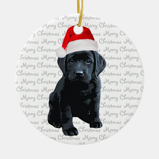 Black Lab Santa Dog - Frohe Weihnachts Labrador Hu Keramik Ornament (Vorne)