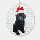 Black Lab Santa Dog - Frohe Weihnachts Labrador Hu Keramik Ornament (Links)