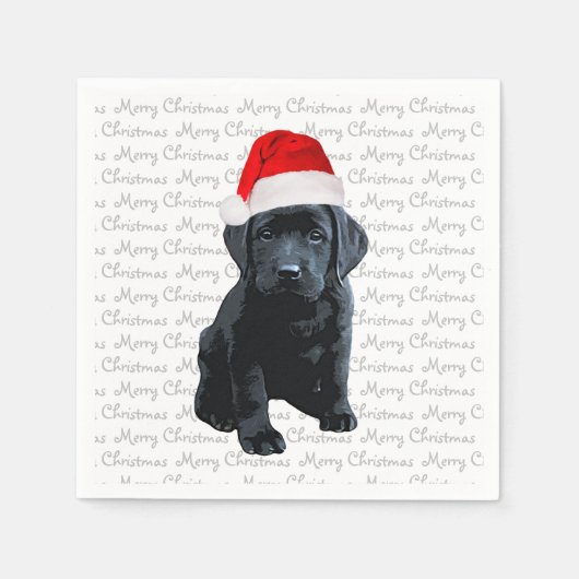 Black Lab Santa Dog - Frohe Weihnachts Labrador Hu Serviette (Vorderseite)