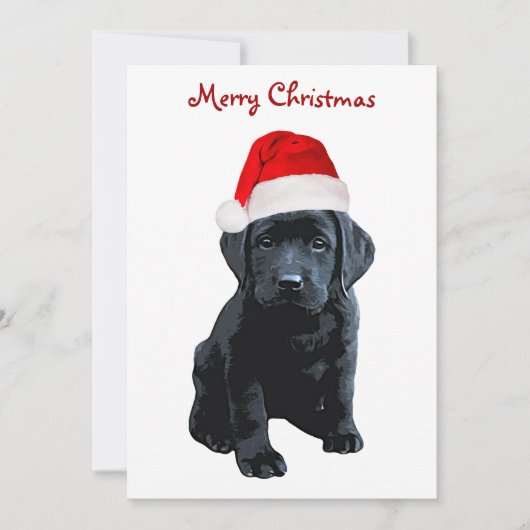 Black Lab Santa - Frohe Weihnachten - Santa Dog Einladung (Vorderseite)