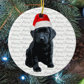 Black Lab Santa Puppy Pet Frohe Weihnachts Labrado Keramik Ornament