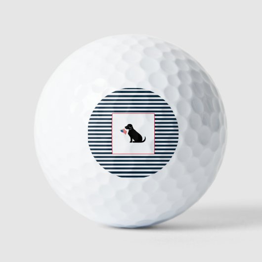 Black Lab Silhouette American Flag Patriotic Golfball (Vorderseite)