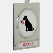 Black Lab Silhouette American Flag Pen NAME USA Banner-Ornament Silber (Rechts)
