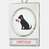 Black Lab Silhouette American Flag Pen NAME USA Banner-Ornament Silber (Links)