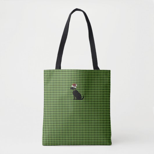Black Lab Silhouette Christmas Gingham Festive Tasche (Vorderseite)