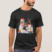Black Lab Snowman Christmas Lights Santa Dog Xmas T-Shirt (Vorderseite)