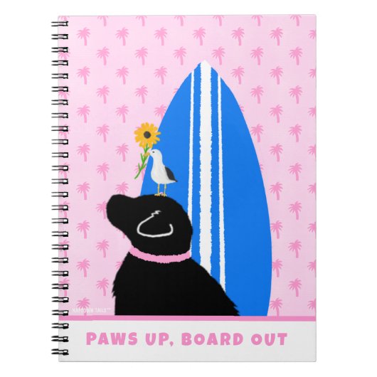 Black Lab Surf DogSpiral Notebook Notizblock (Vorderseite)