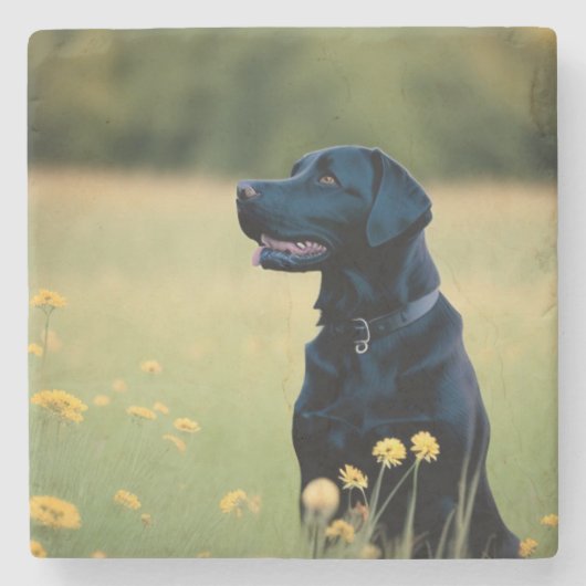 Black Lab Trivet Steinuntersetzer (Vorderseite)