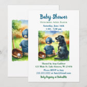 Black Lab und Baby Boy Baseball Themed Baby Dusche Einladung (Vorne/Hinten)