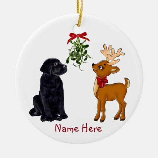 Black Lab und Rentier Weihnachtsschmuck (Vorne)