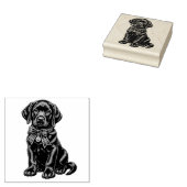 Black Lab Wearing a Bow Cute Rubber Stamp Gummistempel (Stempel)