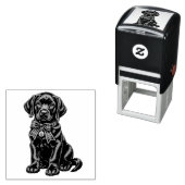 Black Lab Wearing a Bow Cute Rubber Stamp Permastempel (Beispiel)