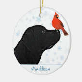 Black Lab Weihnachten Kardinal - Niedlicher Labrad Keramik Ornament (Links)